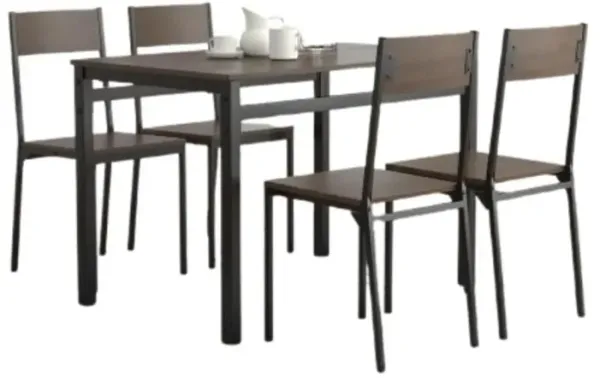 Lana 5-piece Rectangular Dining Table Set Dark Brown and Matte Black