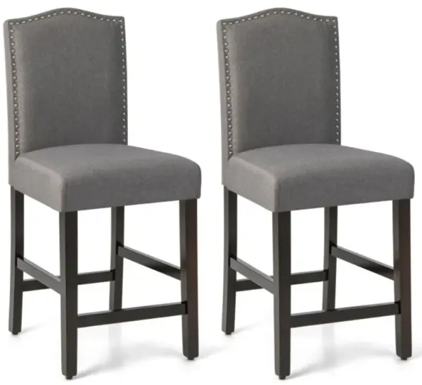Hivvago 2 Pcs Fabric Nail Head Counter Height Dining Side Chairs Set