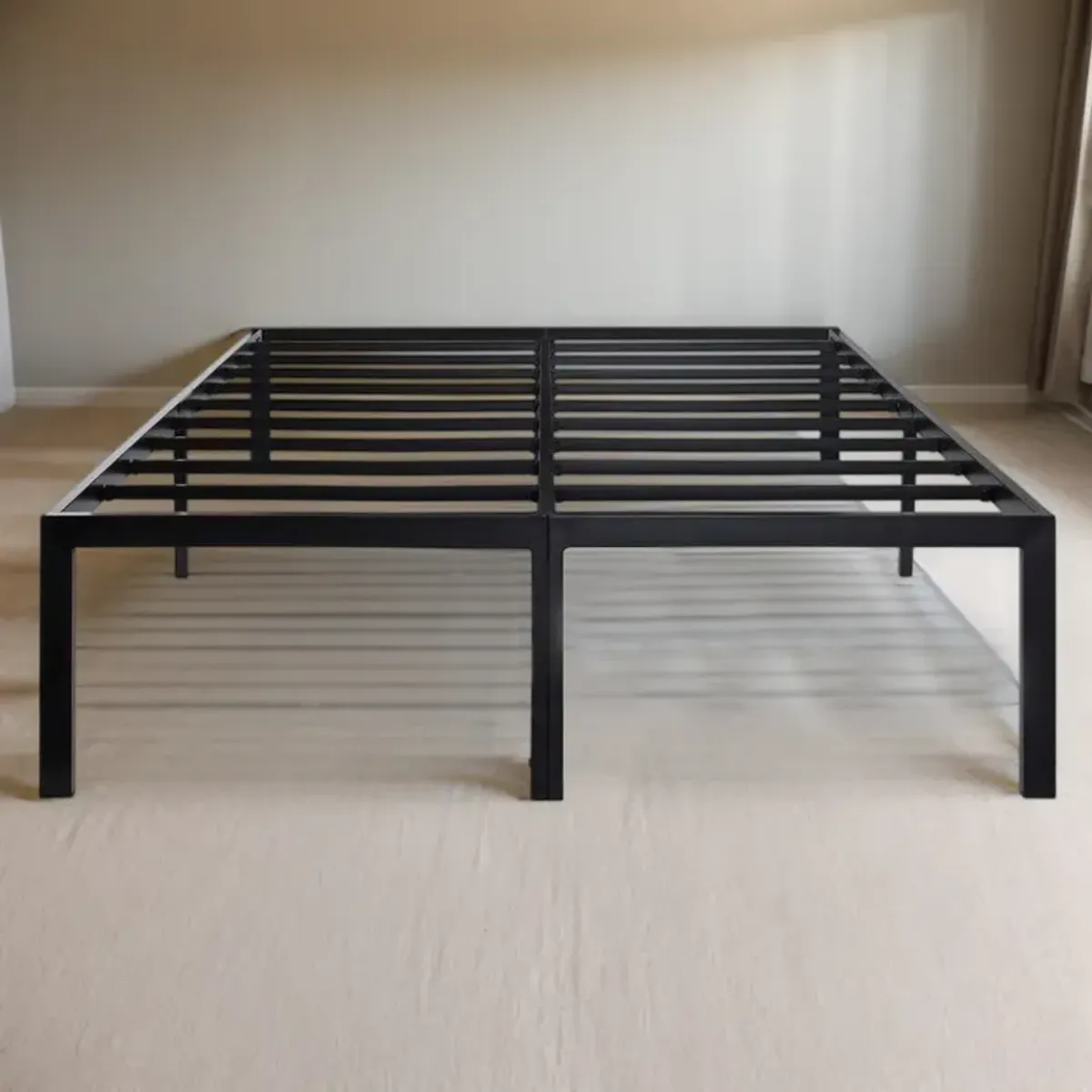 Hivvago Full 18-inch High Rise Heavy Duty Black Metal Platform Bed Frame