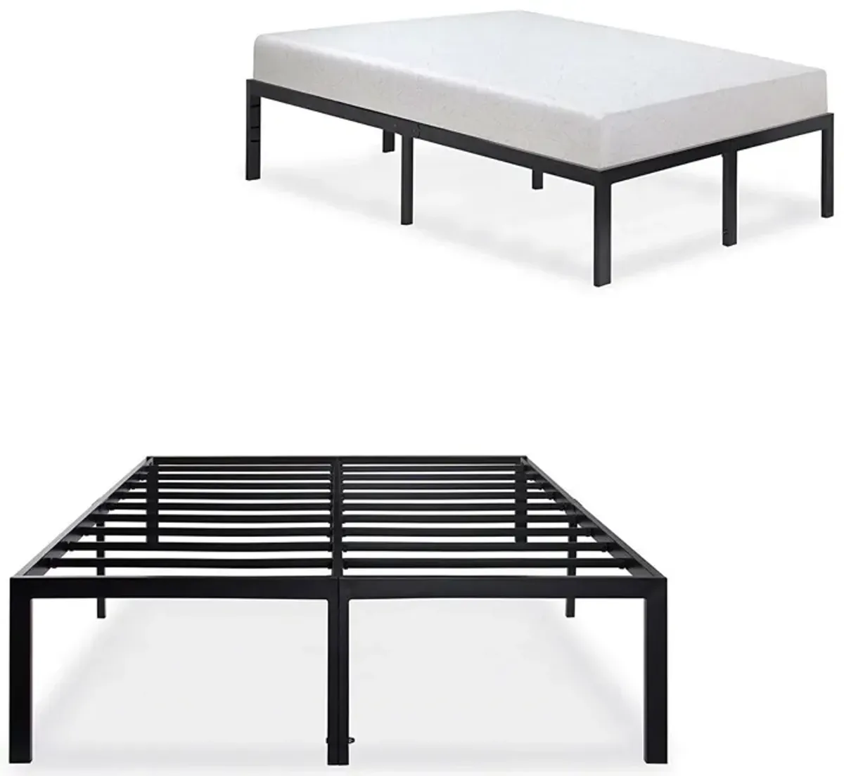 Hivvago Full 18-inch High Rise Heavy Duty Black Metal Platform Bed Frame