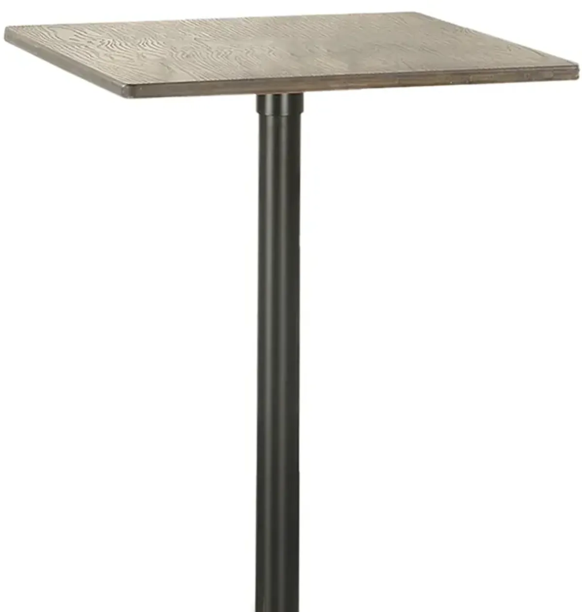 Industrial Square Metal Bar Table With Wooden Top, Black - Benzara