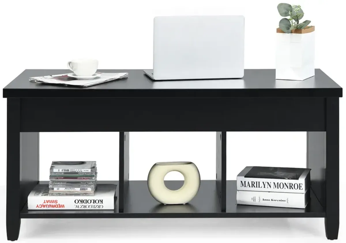 Lift Top Coffee Table with Storage Lower Shelf