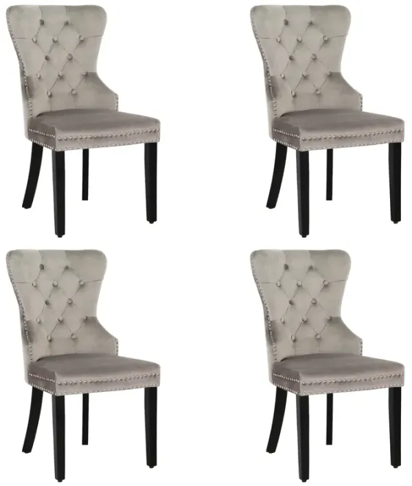 WestinTrends Velvet Upholstered Tufted Dining Chairs (Set of 4)