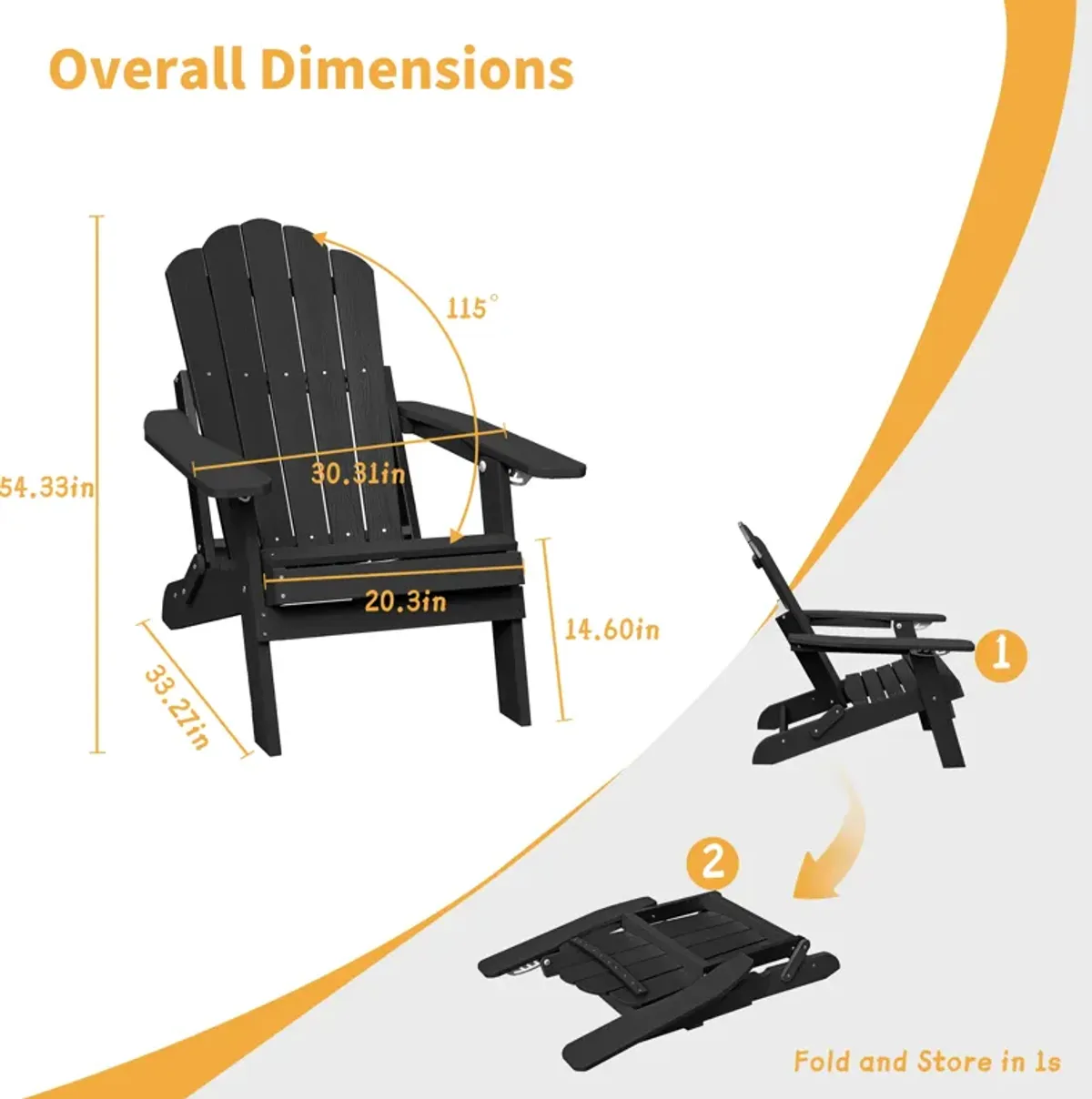 MONDAWE  Outdoor Adjustable Adirondack Chair with Cup Holder Gray