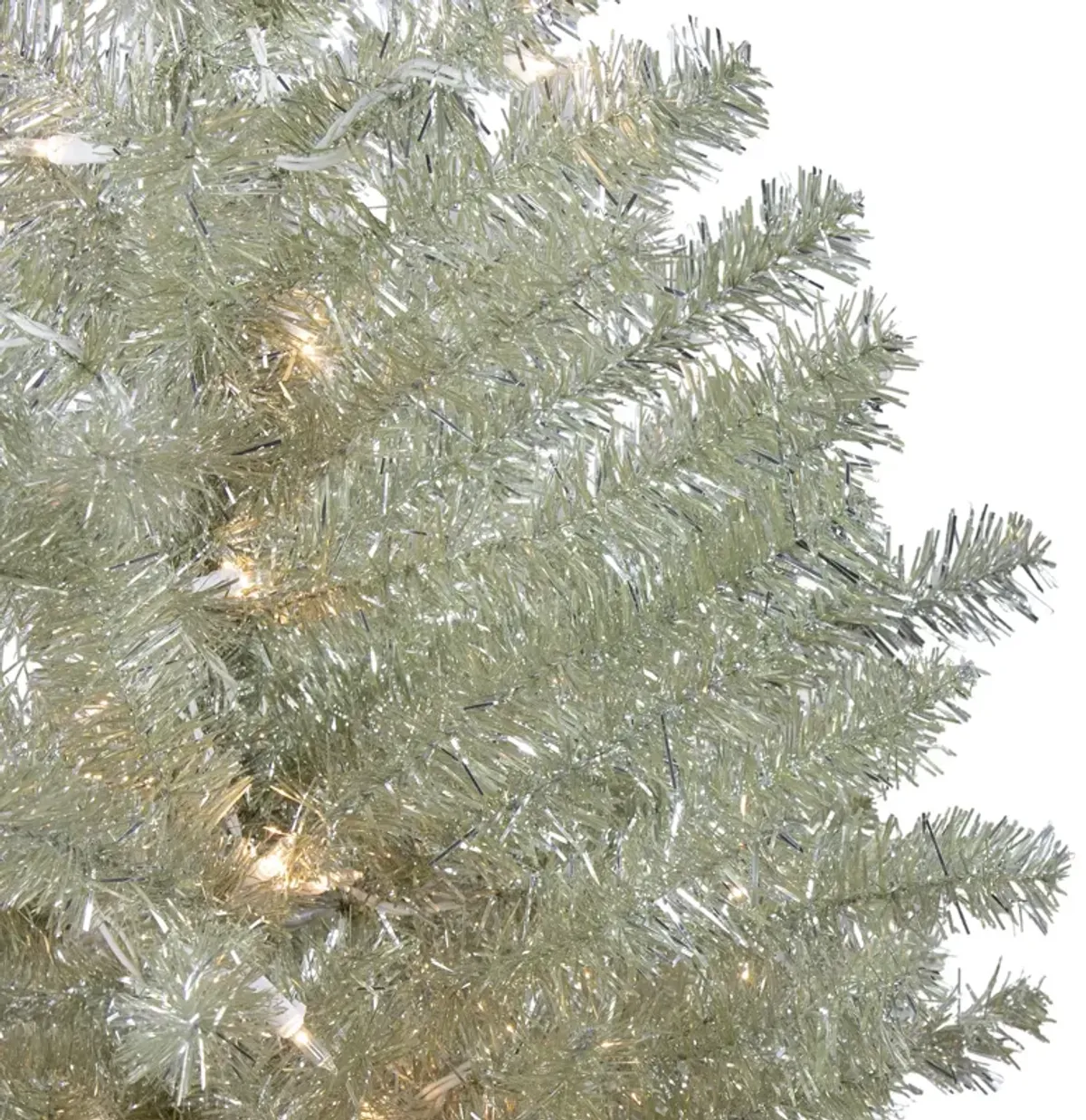 4.5' Soft Metallic Champagne Artificial Tinsel Christmas Tree - Clear Lights