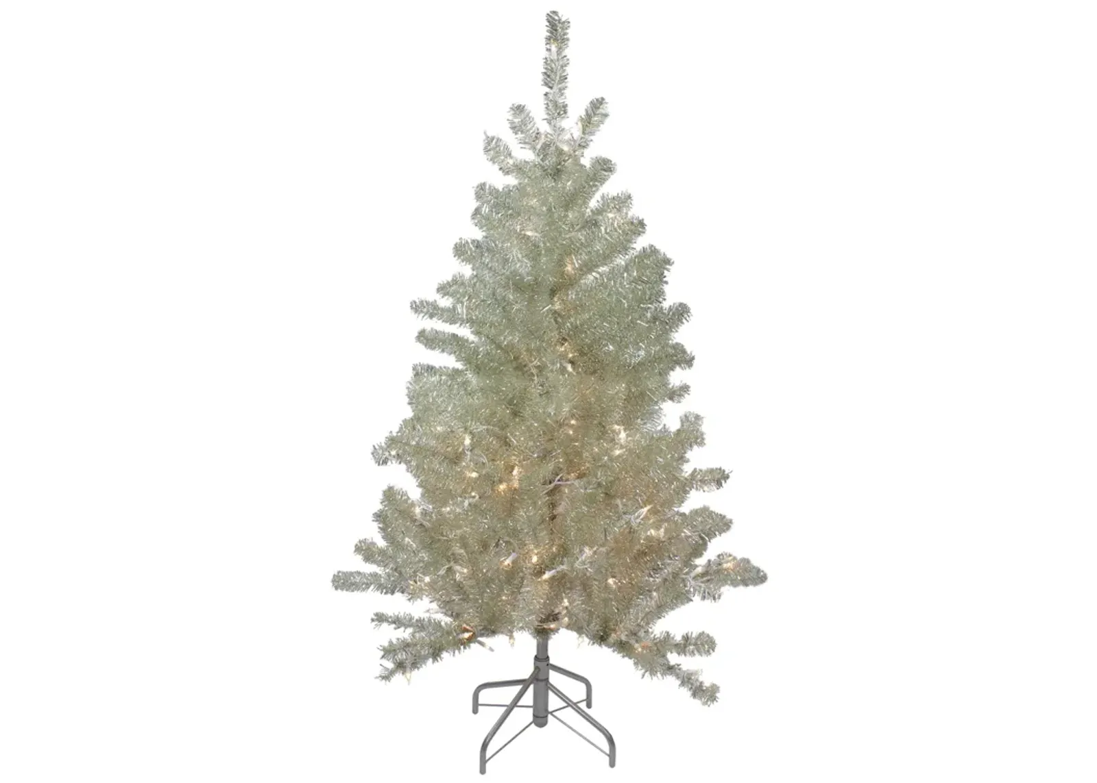 4.5' Soft Metallic Champagne Artificial Tinsel Christmas Tree - Clear Lights