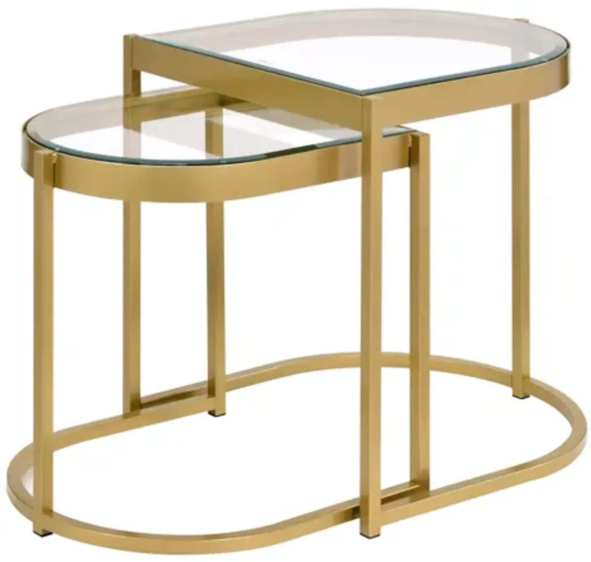 ACME Timbul Nesting Table, Clear Glass & Gold Finish
