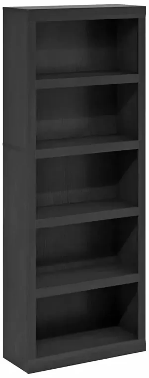 Rail 5-Tier Open Shelf Bookcase, Blackwood
