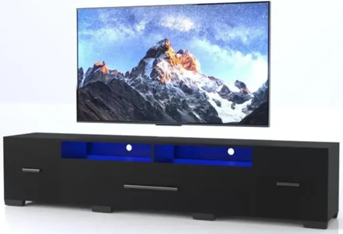 31 Modes RGB LED TV Stand with Storage Cabinets, APP & Remote Control, Modern Entertainment Center with Power Cord