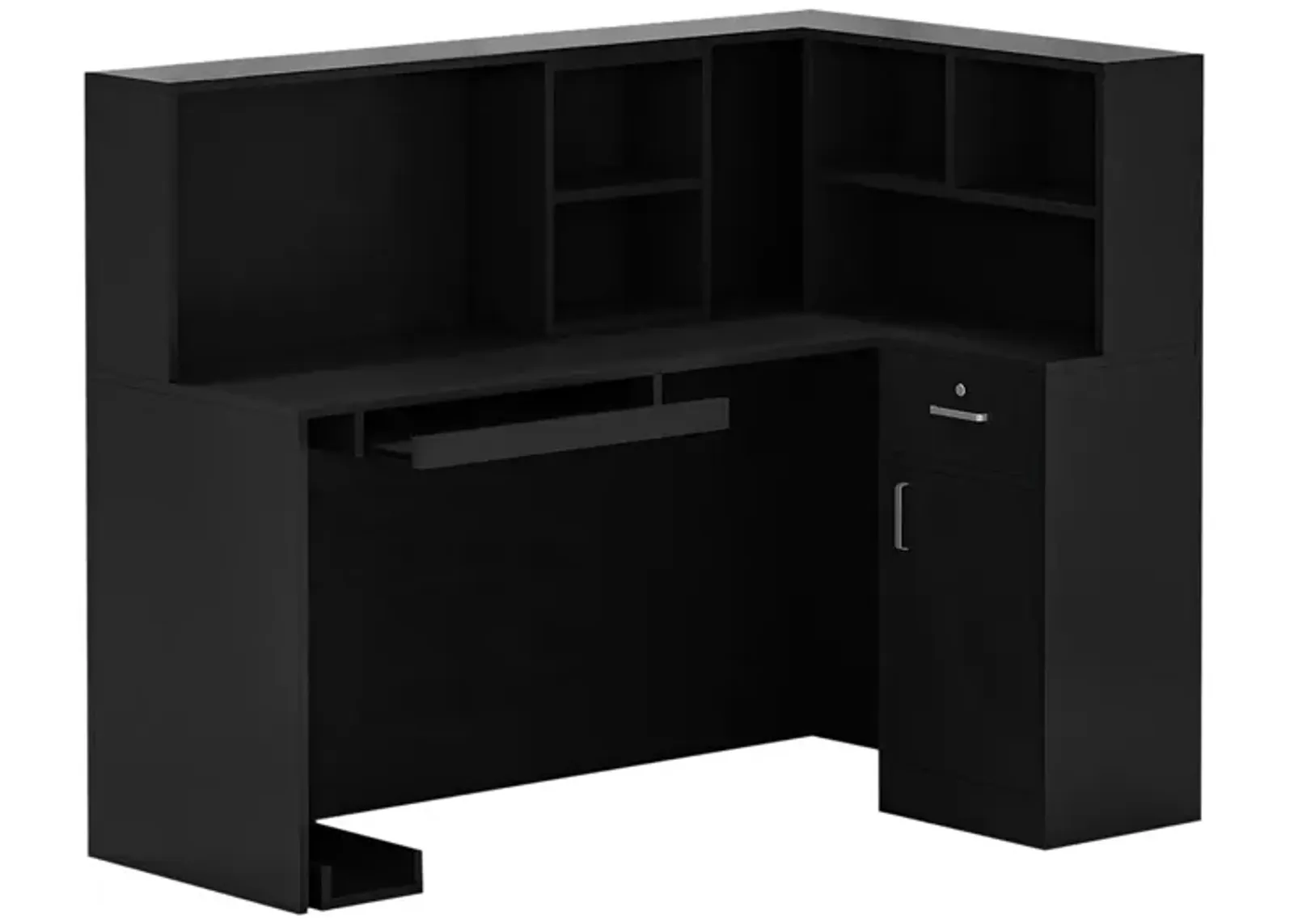 FUFU&GAGA Modern L-Shaped Office Desk with Hutch and Storage (55.9" L x 32.3" W x 48.4" H), Marble