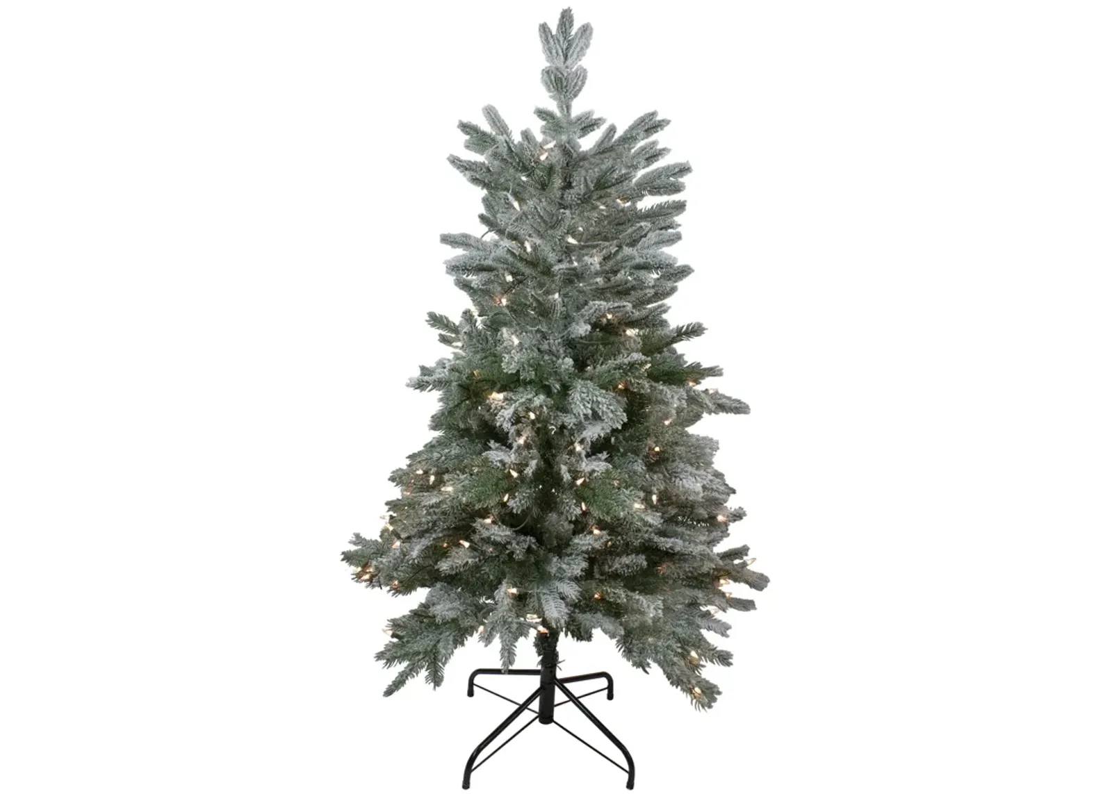 4.5' Pre-Lit Flocked Whistler Noble Fir Artificial Christmas Tree  Clear Lights