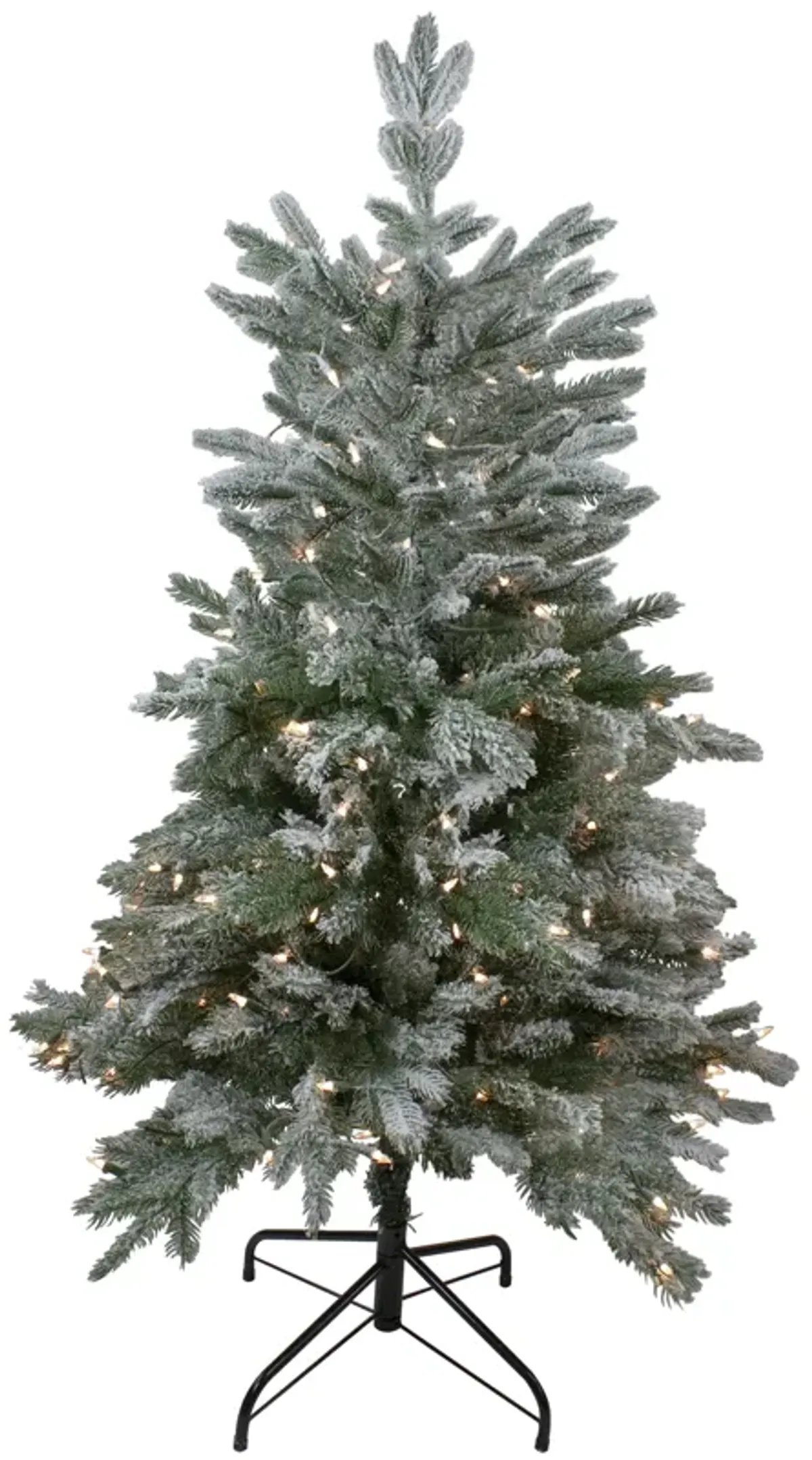 4.5' Pre-Lit Flocked Whistler Noble Fir Artificial Christmas Tree  Clear Lights