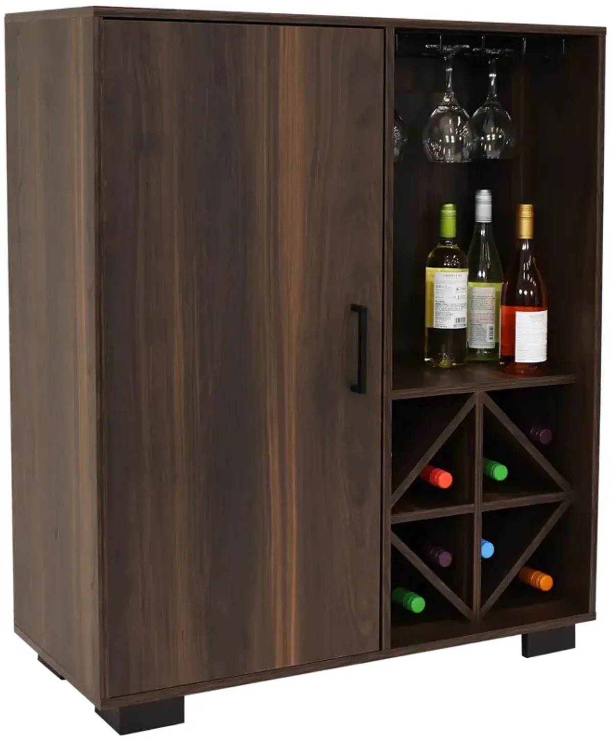 Sunnydaze Lavina Wine Cabinet with Glass and Bottle Storage Shelves