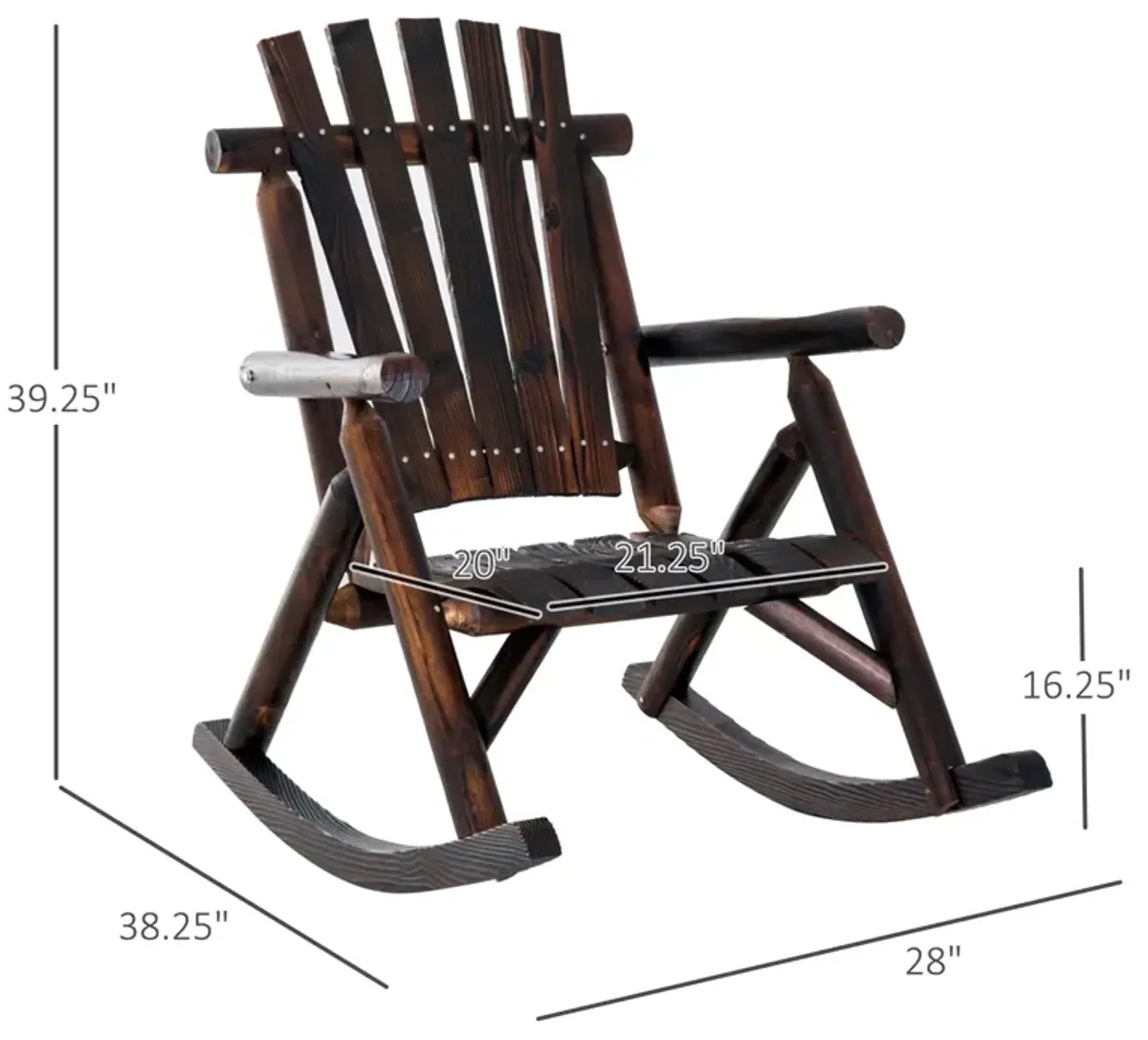 Rustic Porch Perch: Carbonized Wooden Adirondack Log Rocking Chair