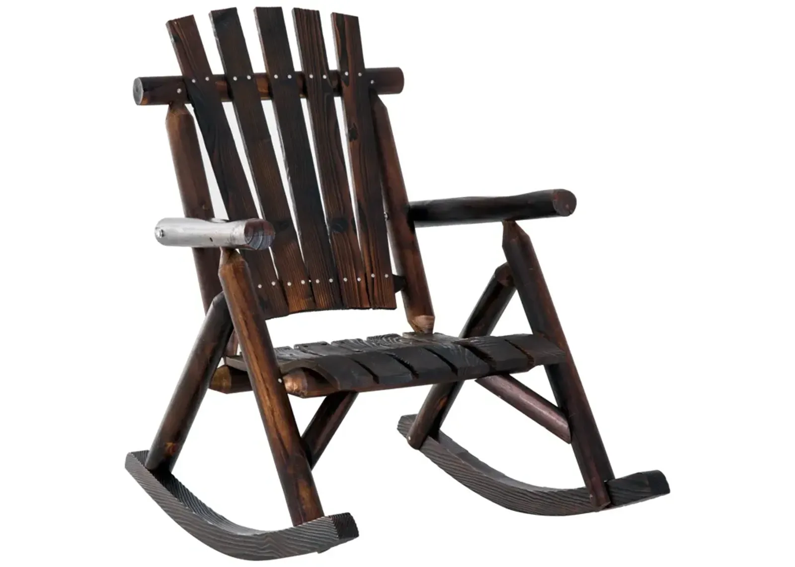 Rustic Porch Perch: Carbonized Wooden Adirondack Log Rocking Chair