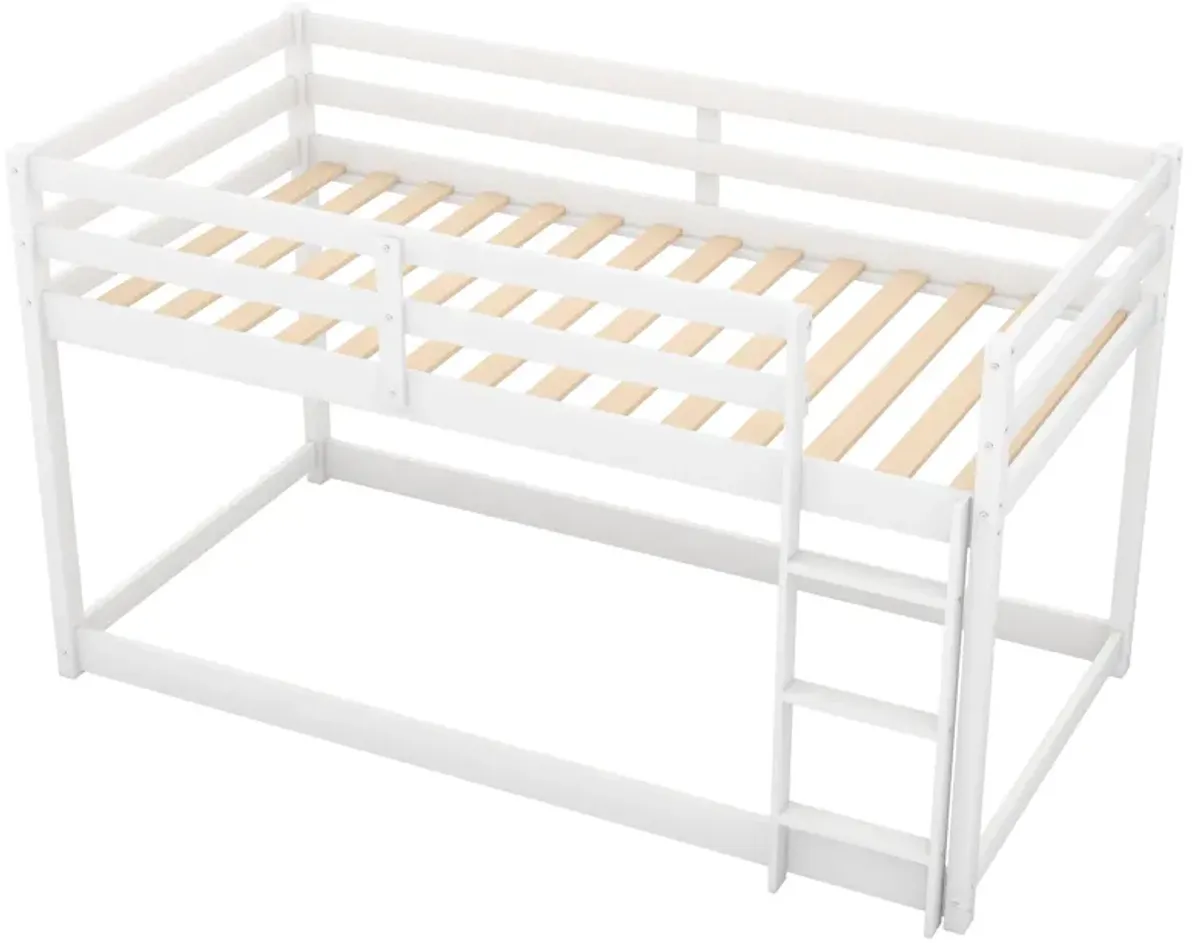 Merax Twin over Twin Floor Bunk Bed with Ladder