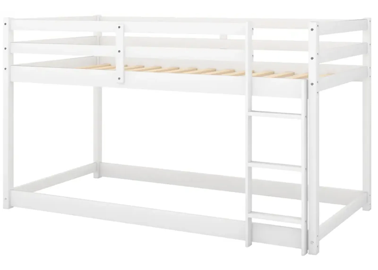 Merax Twin over Twin Floor Bunk Bed with Ladder