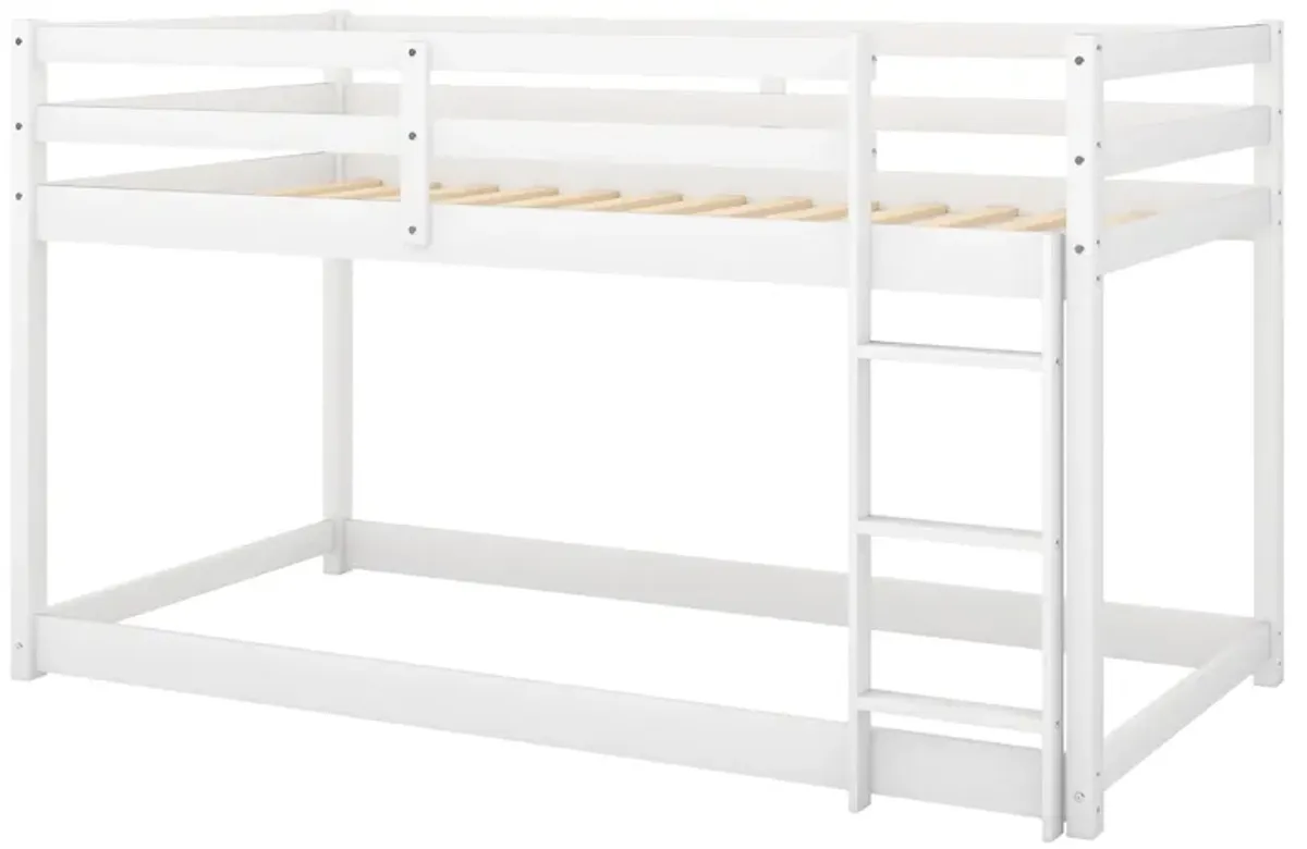 Merax Twin over Twin Floor Bunk Bed with Ladder