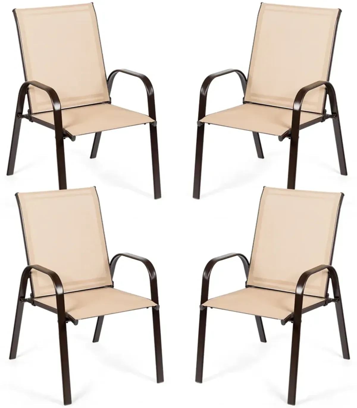 2 Pcs Patio Chairs Outdoor Dining Chair with Armrest