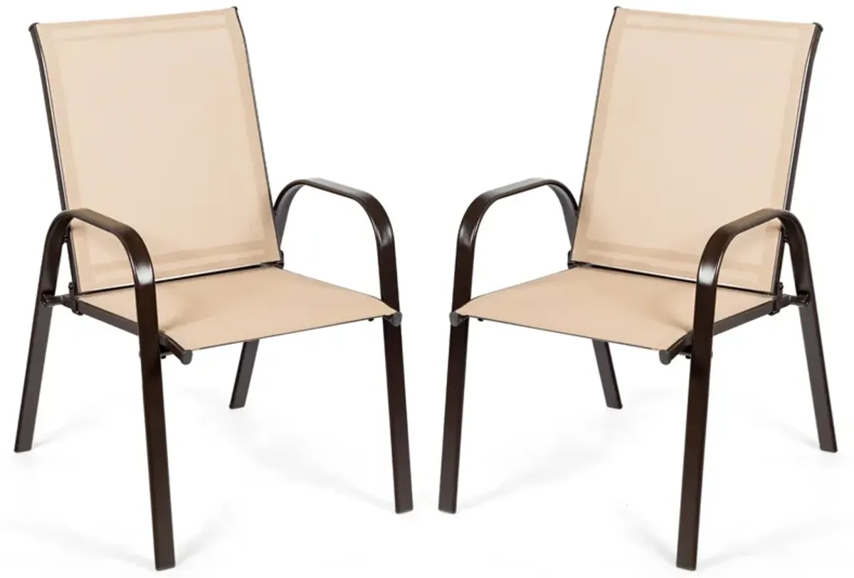 2 Pcs Patio Chairs Outdoor Dining Chair with Armrest