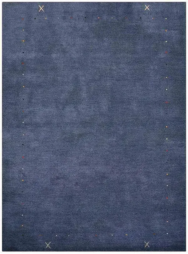RUGSOTIC CARPETS HAND KNOTTED LOOM WOOL ECO-FRIENDLY AREA RUGS  - 6'7''x9'10'', Rectangle, Blue Color, Contemporary Modern Design, High Pile Thick Handmade Anti Skid Rugs for Living Room (L00109)