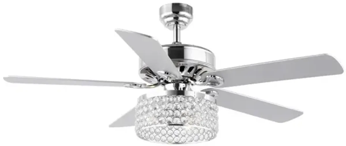 Kristie 3-Light Crystal/Metal Modern Glam Drum LED Ceiling Fan With Remote