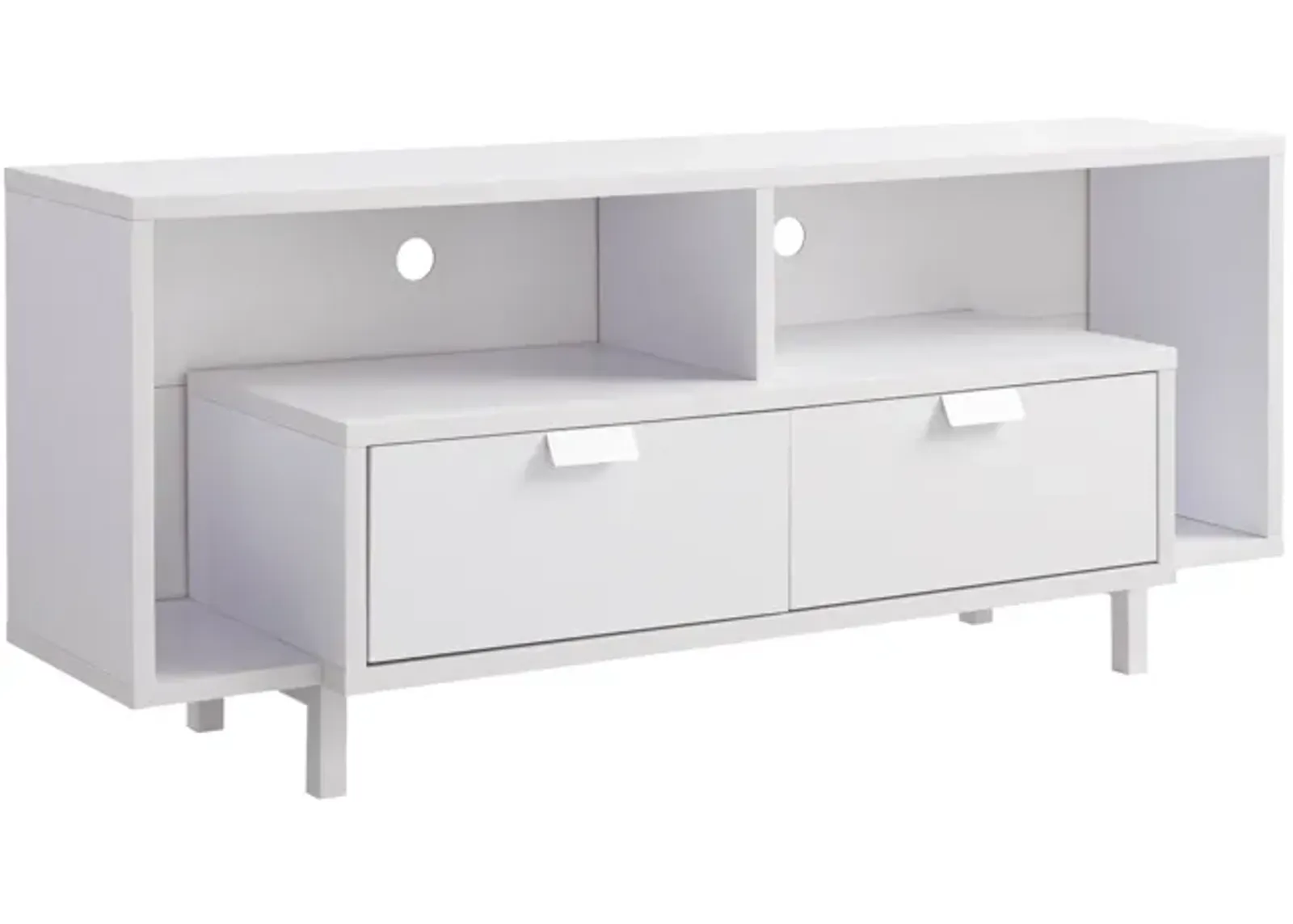 Jett 60 Inch TV Media Entertainment Console, 2 Drawers, 2 Shelves, White-Benzara