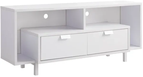 Jett 60 Inch TV Media Entertainment Console, 2 Drawers, 2 Shelves, White-Benzara