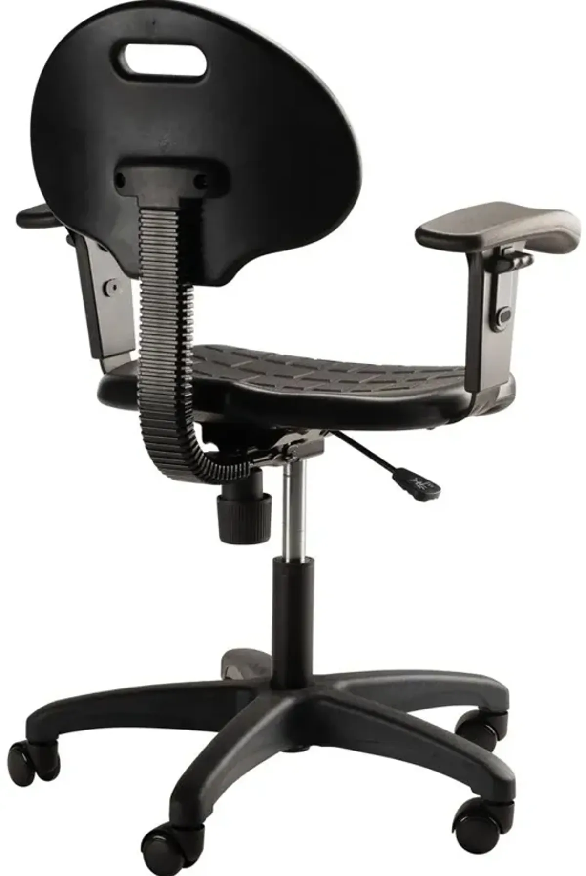 NPS® Polyurethane Task Chair with Arms, 16"-21" Height, Black