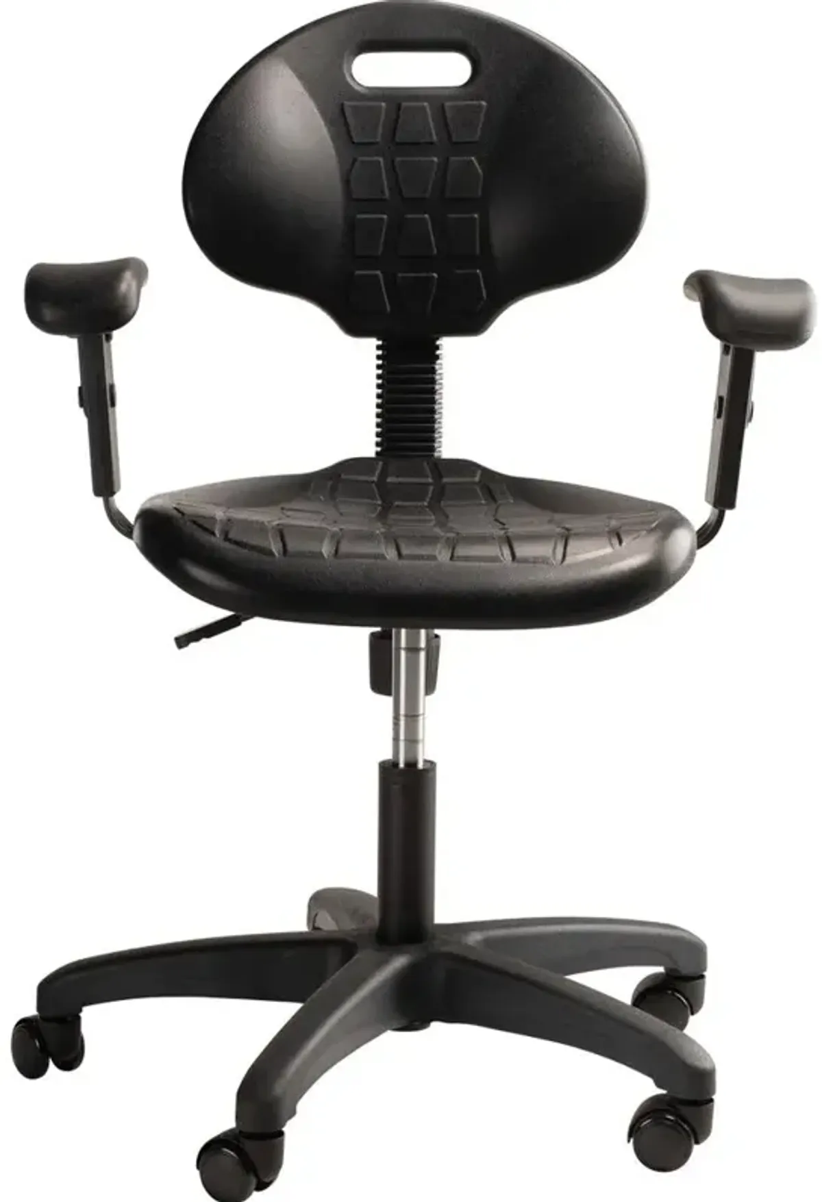 NPS® Polyurethane Task Chair with Arms, 16"-21" Height, Black