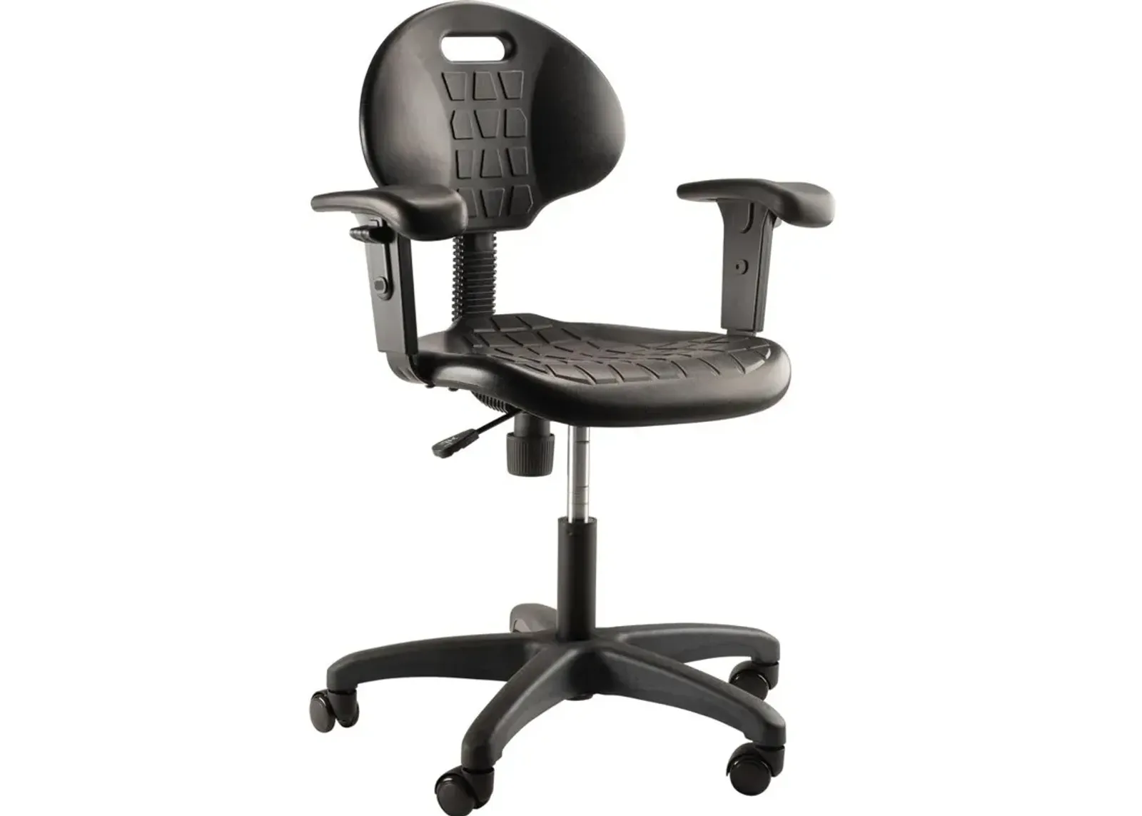 NPS® Polyurethane Task Chair with Arms, 16"-21" Height, Black