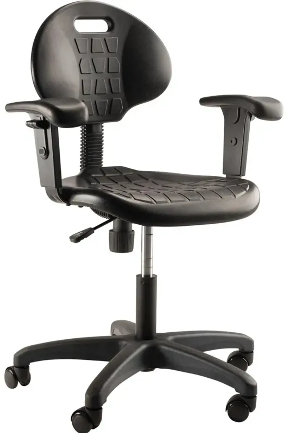 NPS® Polyurethane Task Chair with Arms, 16"-21" Height, Black