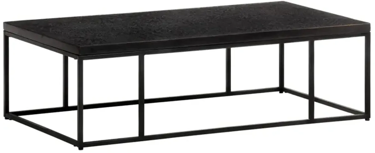 vidaXL Coffee Table Carved Top Black 43.3x23.6x13.4 Solid Mango Wood