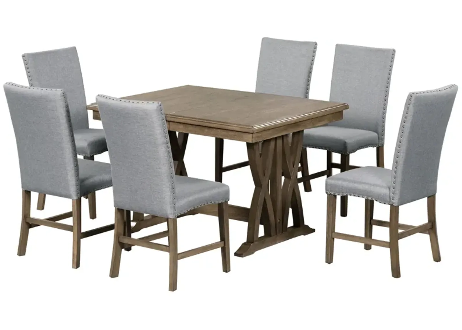 Merax Mid-Century Solid Wood 7-Piece Dining Table Set