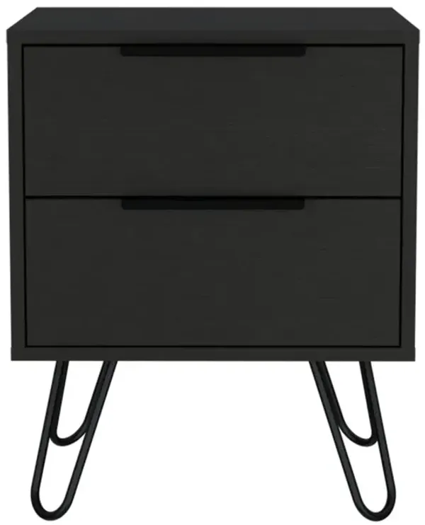 DEPOT E-SHOP Kentia Night Stand- Four Legs, Two Drawers-Black, For Bedroom