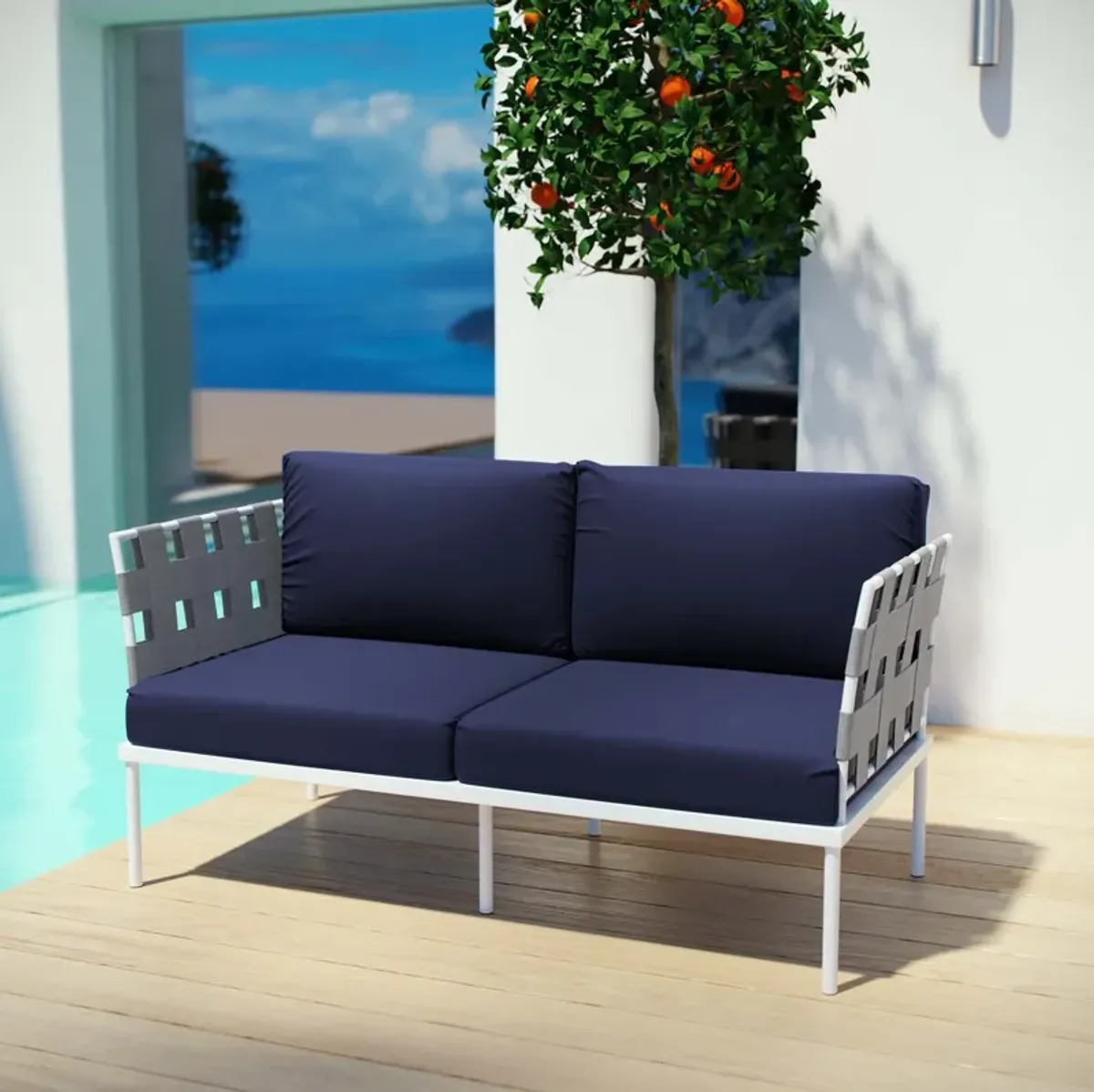 Modway - Harmony Outdoor Patio Aluminum Loveseat