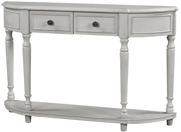 Retro Circular Curved Console Table with Open Shelf Stylish Entryway or Living Room Accent