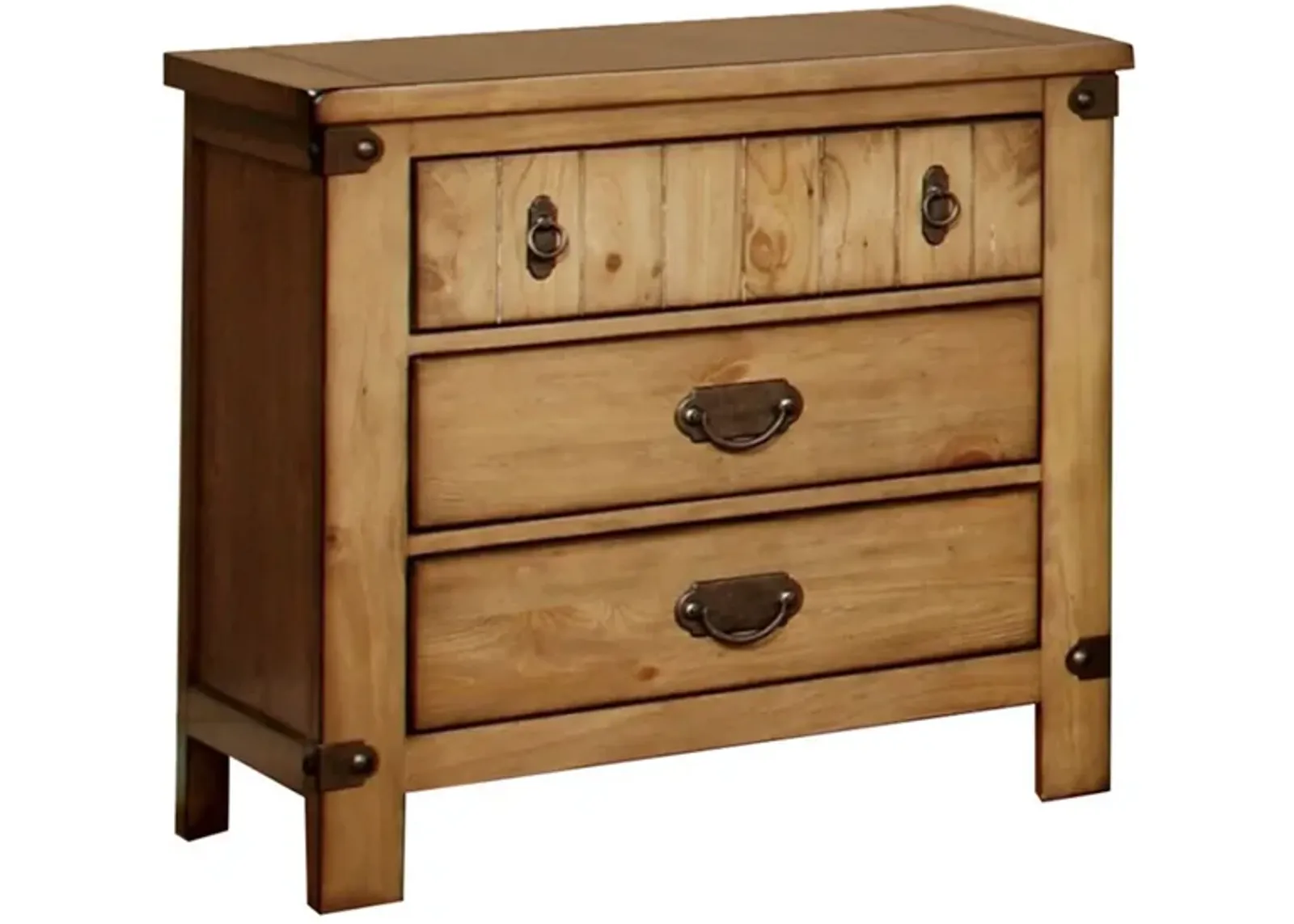 Pioneer Cottage Nightstand In Weathered Elm Finish-Benzara