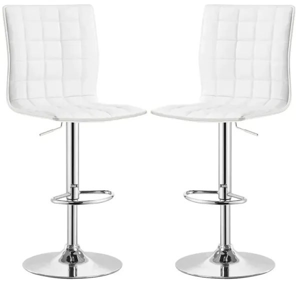 Ashbury Upholstered Adjustable Bar Stool White (Set of 2)