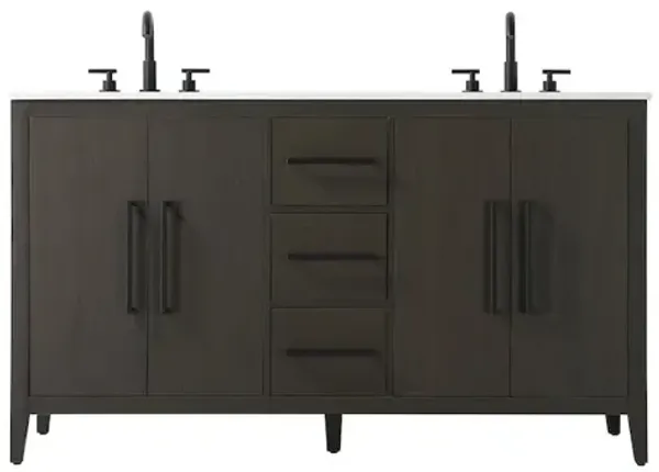 Elegant Kitchen and Bath 60 Inch Double Bathroom Vanity In Mocha Brown