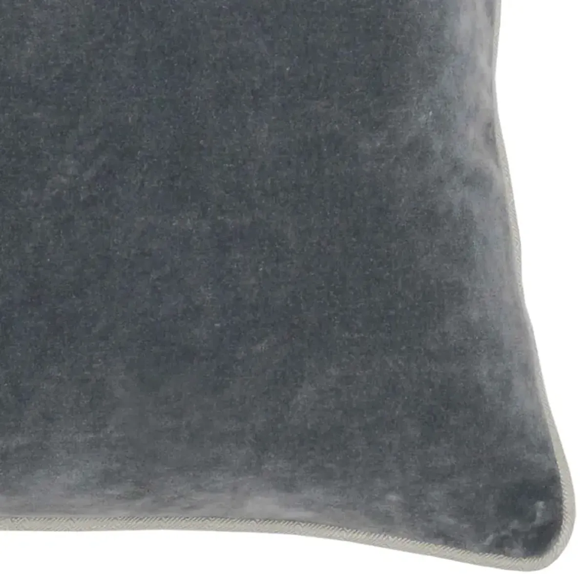 Square Fabric Throw Pillow with Solid Color and Piped Edges, Gray-Benzara