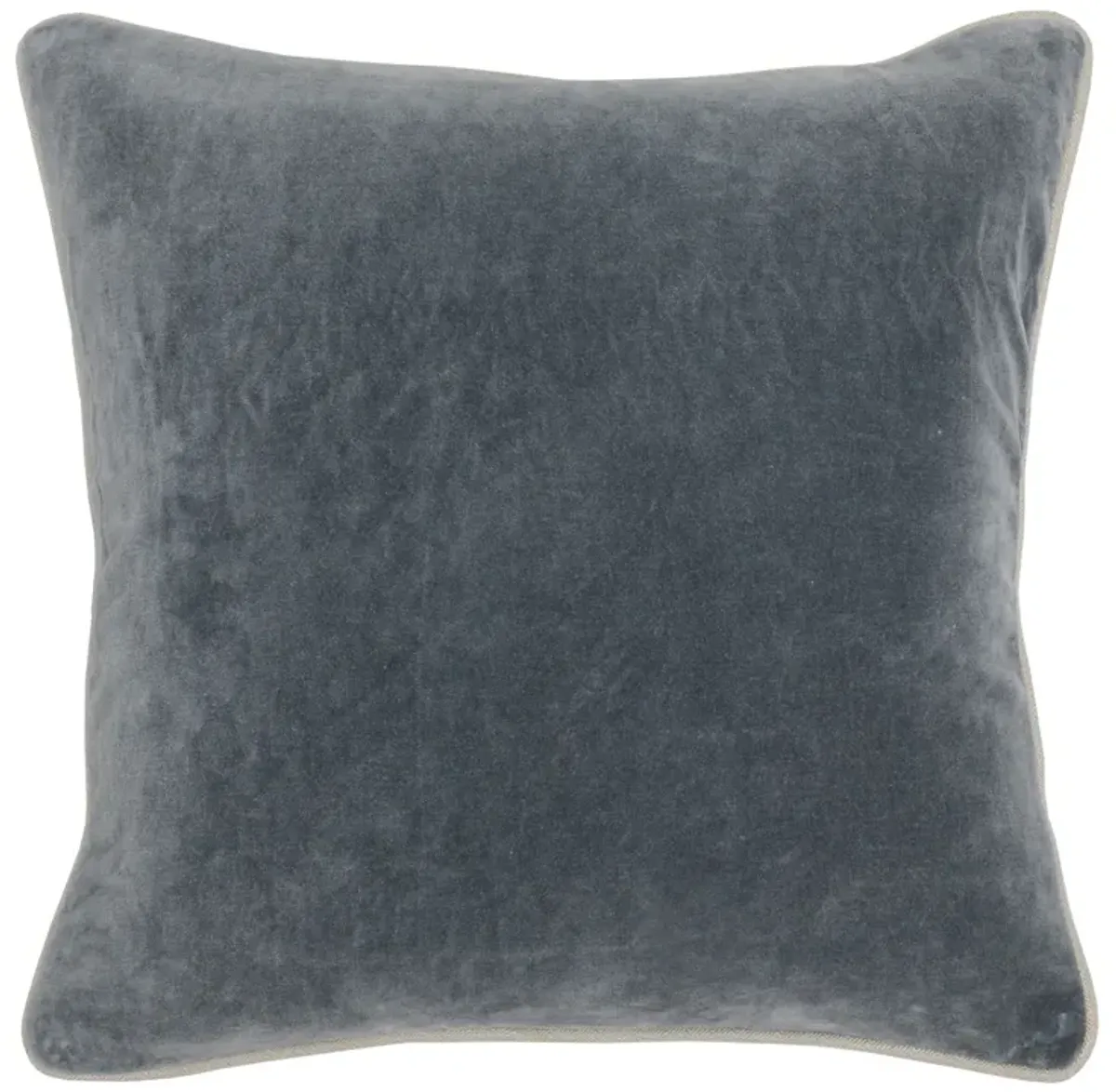 Square Fabric Throw Pillow with Solid Color and Piped Edges, Gray-Benzara