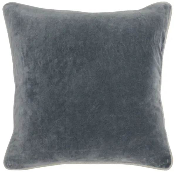 Square Fabric Throw Pillow with Solid Color and Piped Edges, Gray-Benzara