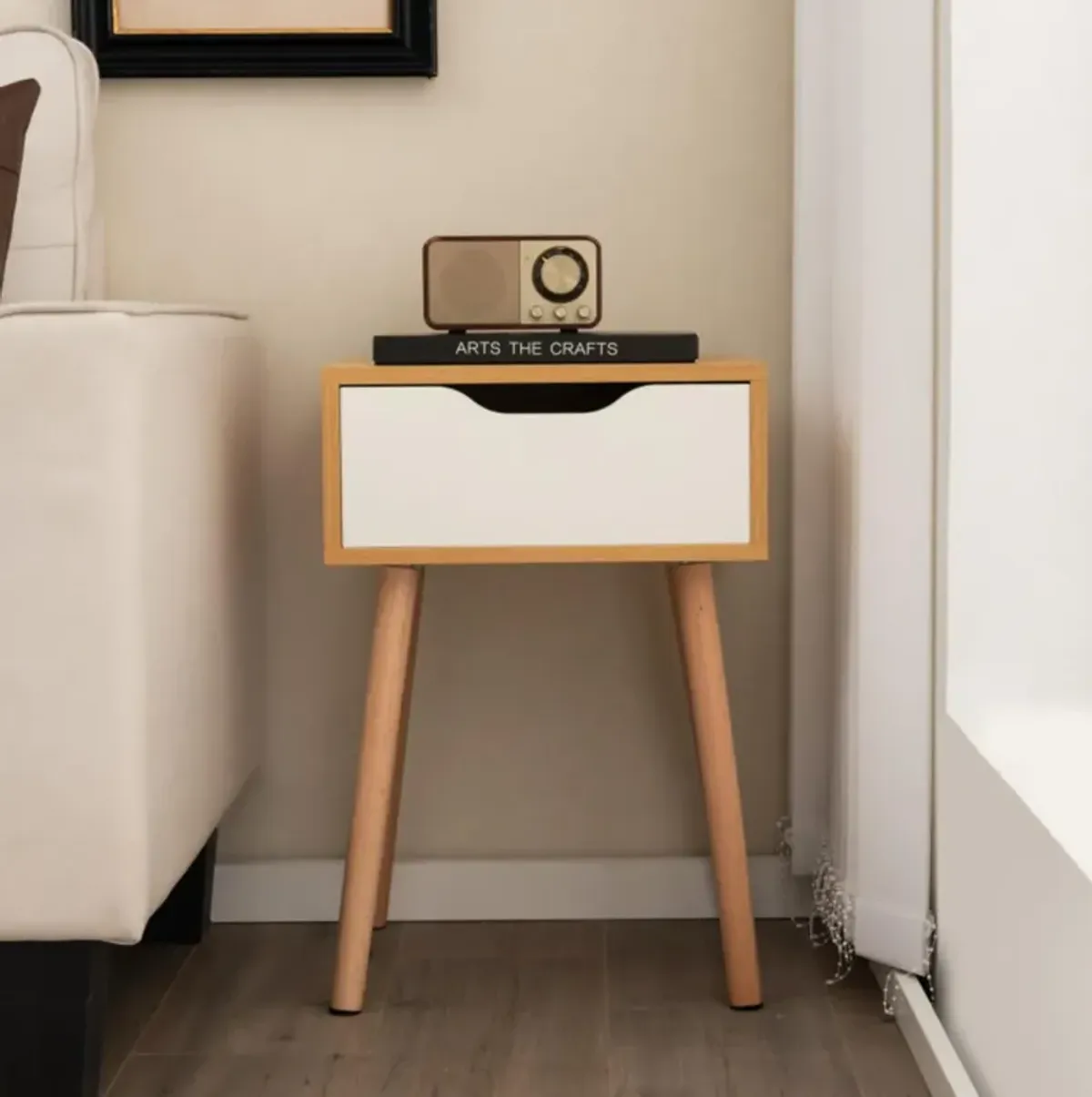Hivvago Set of 1/2 Modern Nightstand with Storage Drawer for Bedroom Living Room