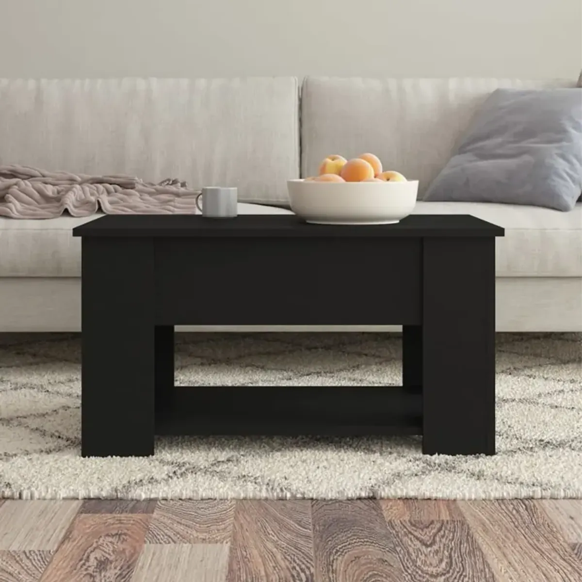 vidaXL Coffee Table Black 31.1"x19.3"x16.1" Engineered Wood