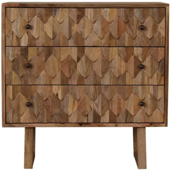 Solid Wood 3 Drawer U-Shape Pineapple Chest