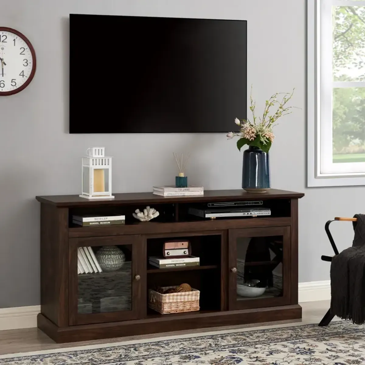 Modern 65" TV Media Stand with Open/Closed Storage