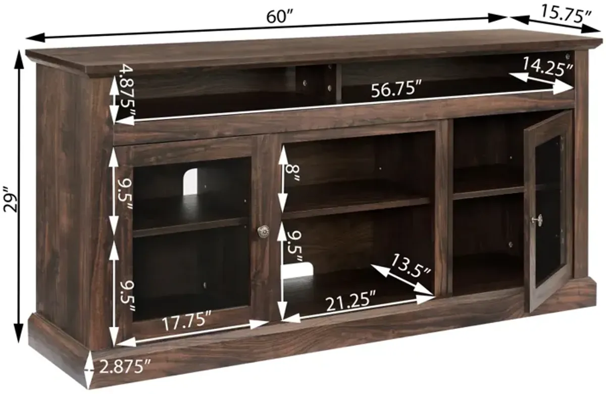 Modern 65" TV Media Stand with Open/Closed Storage