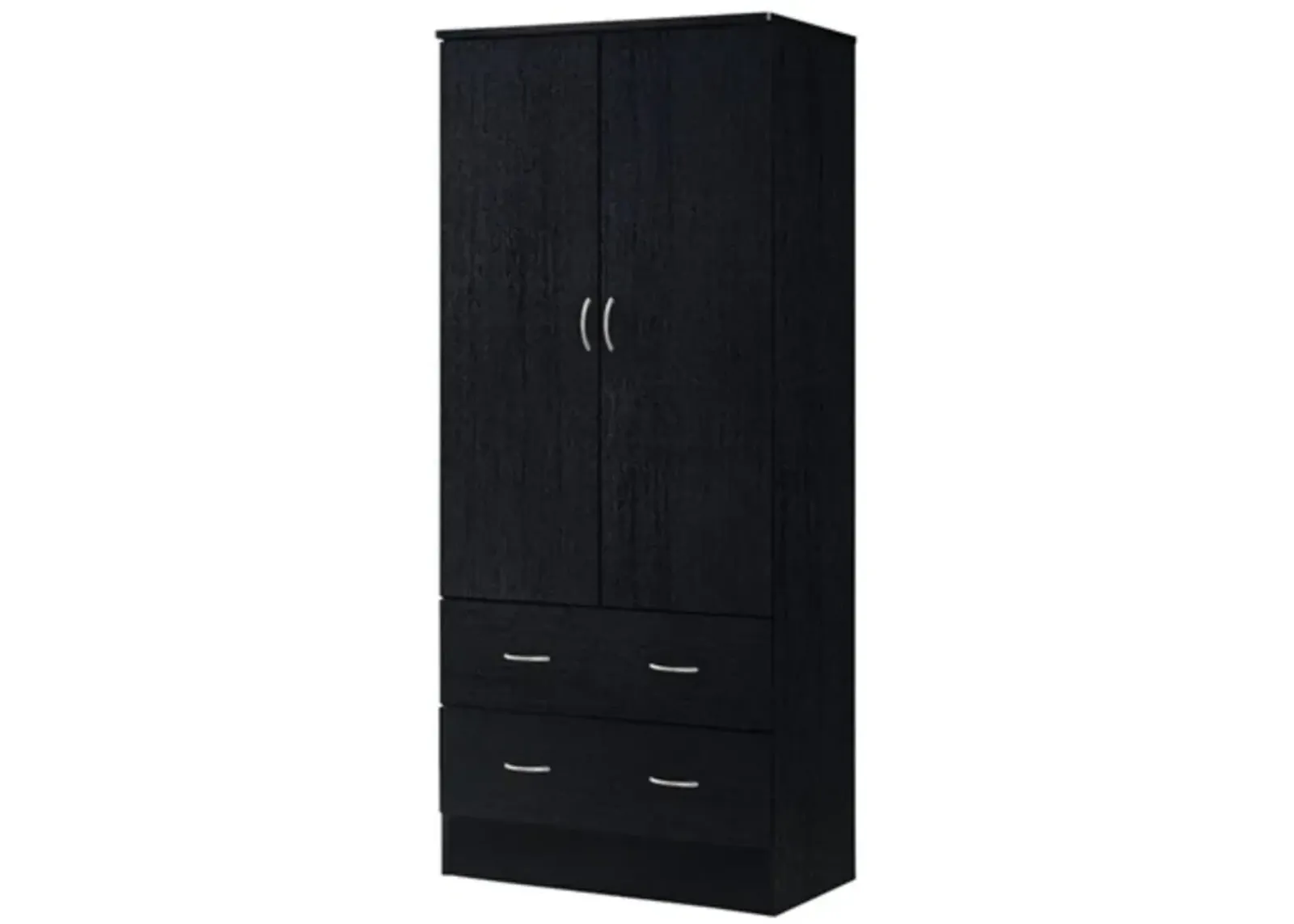 2 Door Wardrobe Armoire with 2 Drawers and Hanging Rod Storage