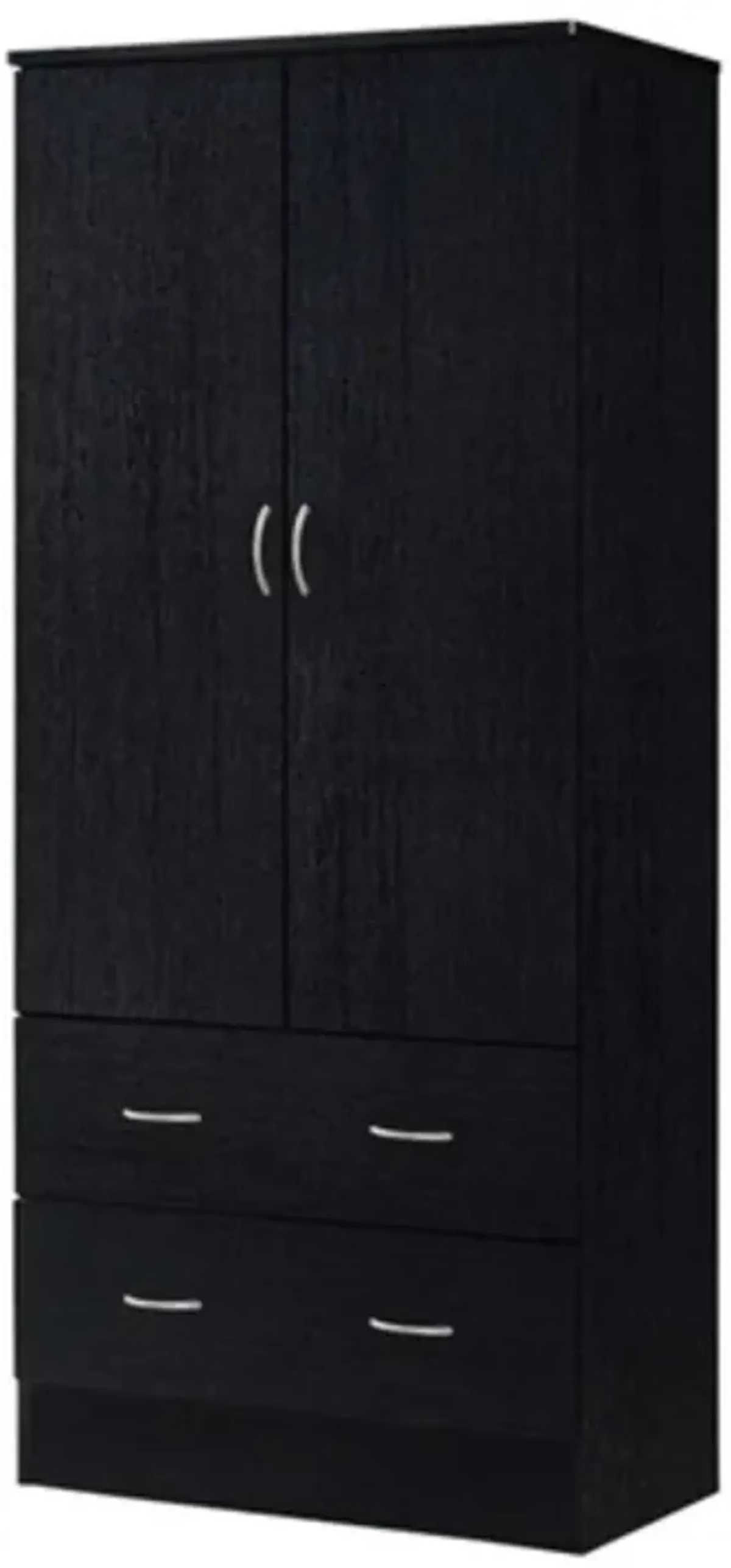 2 Door Wardrobe Armoire with 2 Drawers and Hanging Rod Storage